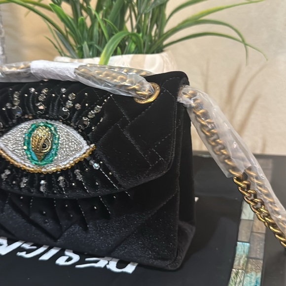 Kurt Geiger London Mini Kensington Eye Quilted Velvet Crossbody Bag - Picture 4 of 13